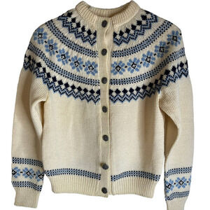 SOLD...Vintage Fair Isle Nordic Cardigan Button Down Sweater